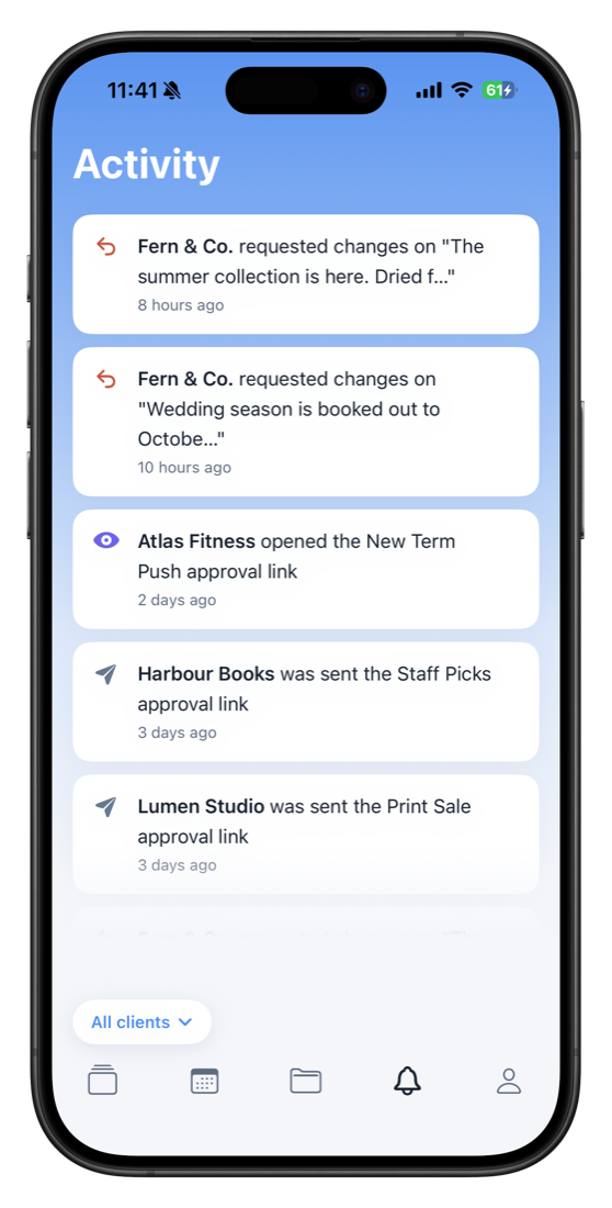 Activity screen