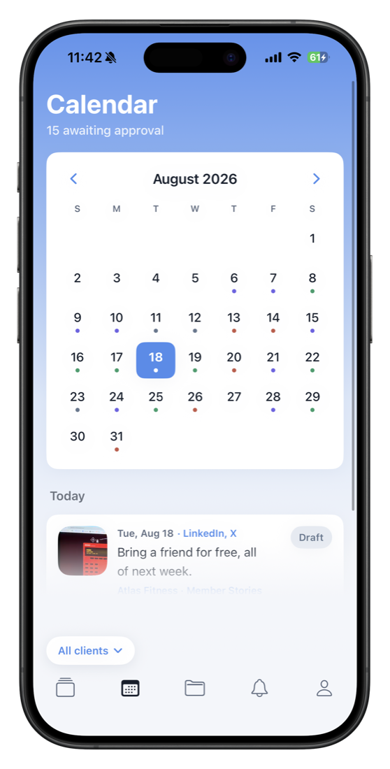 Calendar screen